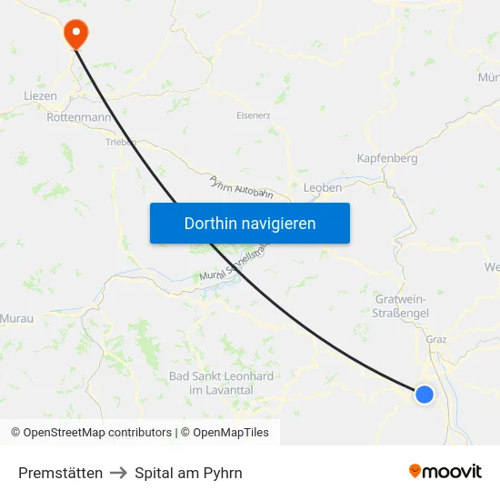 Premstätten to Spital am Pyhrn map