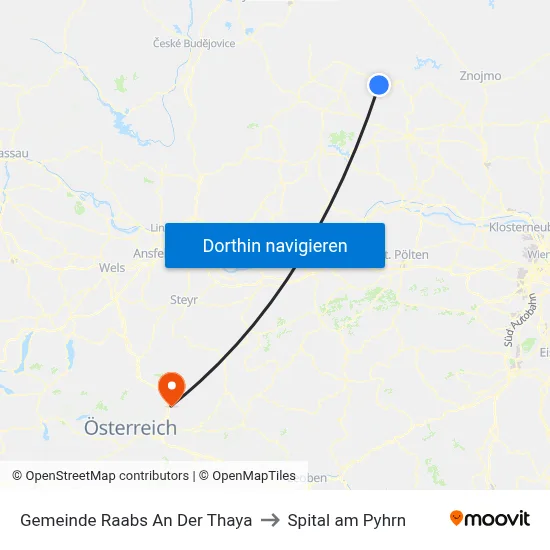 Gemeinde Raabs An Der Thaya to Spital am Pyhrn map