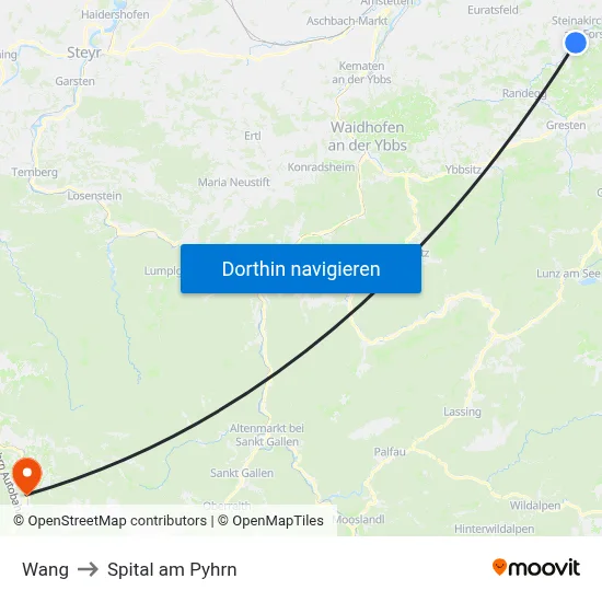 Wang to Spital am Pyhrn map