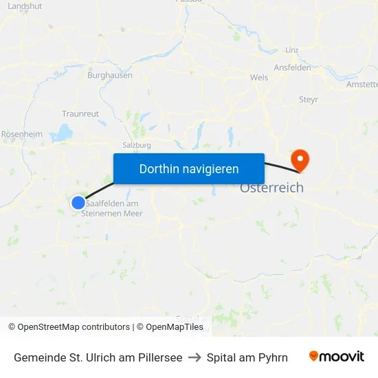 Gemeinde St. Ulrich am Pillersee to Spital am Pyhrn map