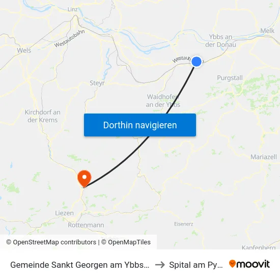 Gemeinde Sankt Georgen am Ybbsfelde to Spital am Pyhrn map