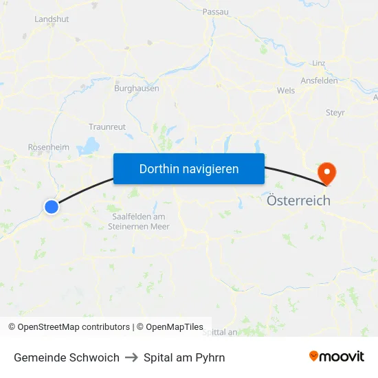 Gemeinde Schwoich to Spital am Pyhrn map