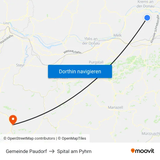 Gemeinde Paudorf to Spital am Pyhrn map