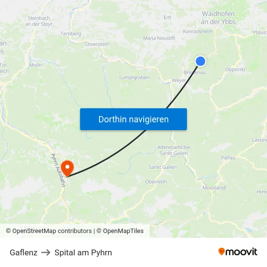 Gaflenz to Spital am Pyhrn map