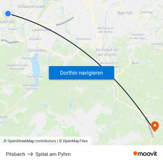 Pilsbach to Spital am Pyhrn map