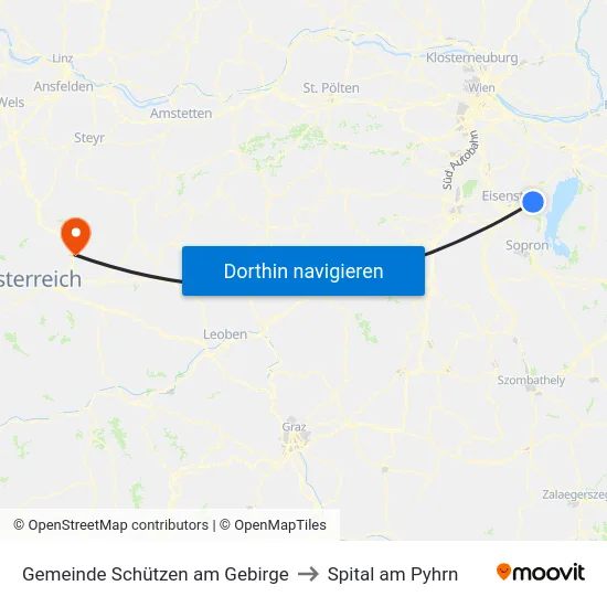 Gemeinde Schützen am Gebirge to Spital am Pyhrn map