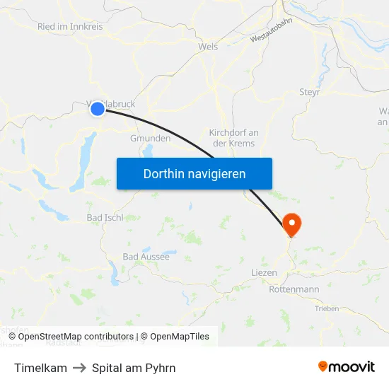 Timelkam to Spital am Pyhrn map