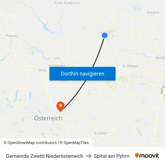 Gemeinde Zwettl-Niederösterreich to Spital am Pyhrn map