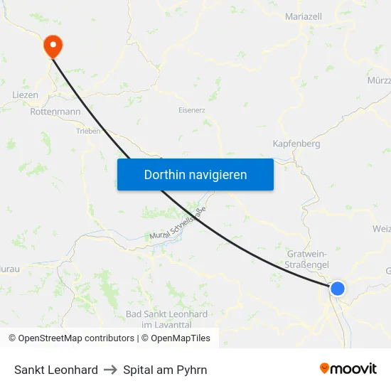 Sankt Leonhard to Spital am Pyhrn map