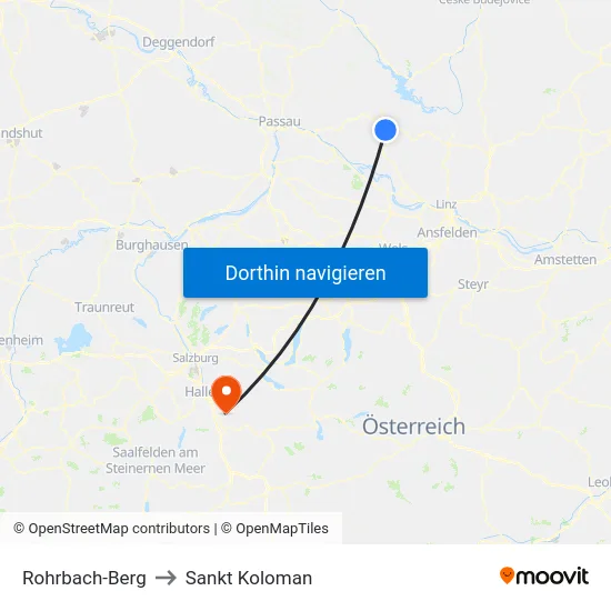 Rohrbach-Berg to Sankt Koloman map