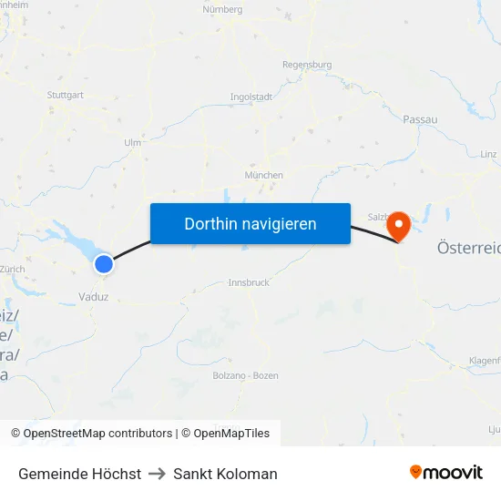 Gemeinde Höchst to Sankt Koloman map