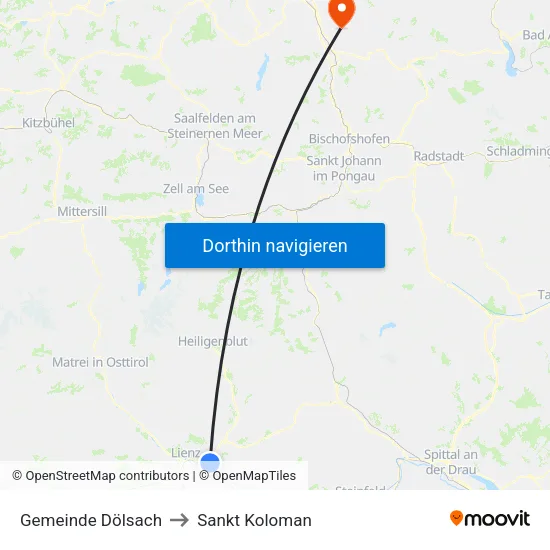 Gemeinde Dölsach to Sankt Koloman map