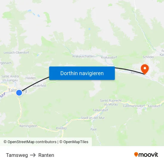Tamsweg to Ranten map