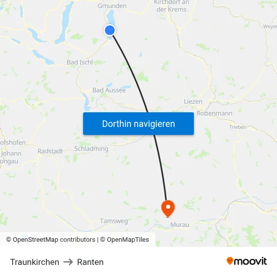 Traunkirchen to Ranten map