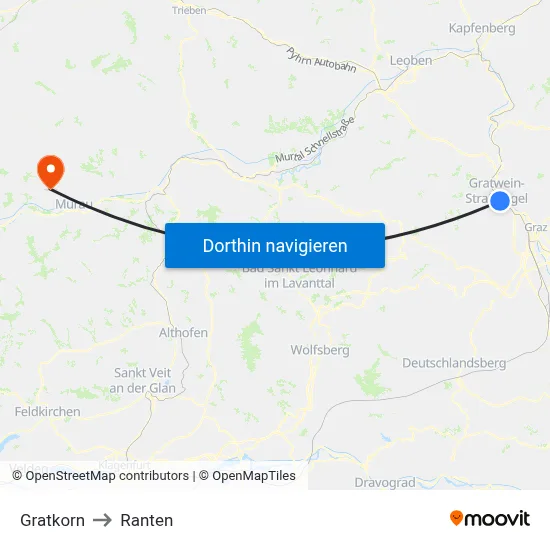Gratkorn to Ranten map