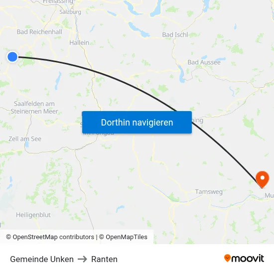 Gemeinde Unken to Ranten map