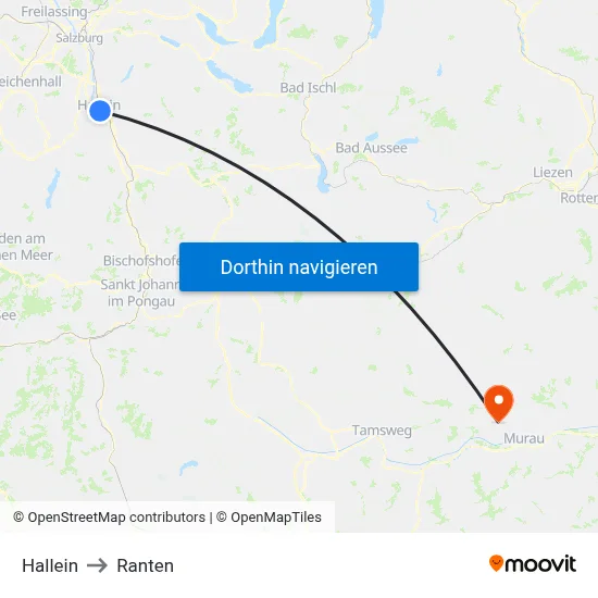 Hallein to Ranten map