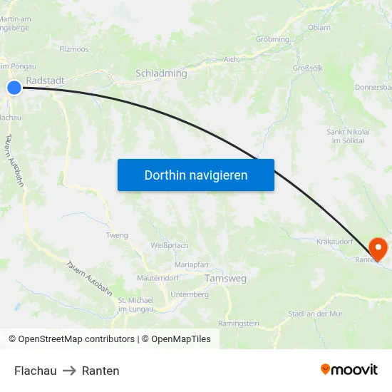 Flachau to Ranten map