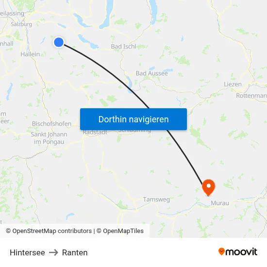 Hintersee to Ranten map