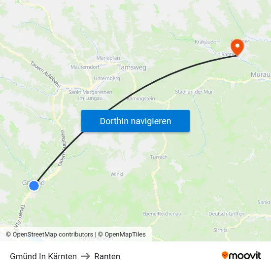 Gmünd In Kärnten to Ranten map