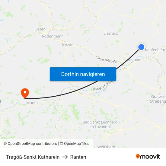 Tragöß-Sankt Katharein to Ranten map