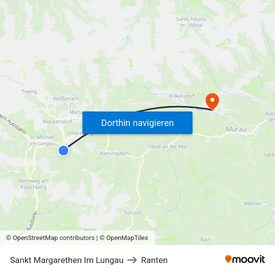 Sankt Margarethen Im Lungau to Ranten map