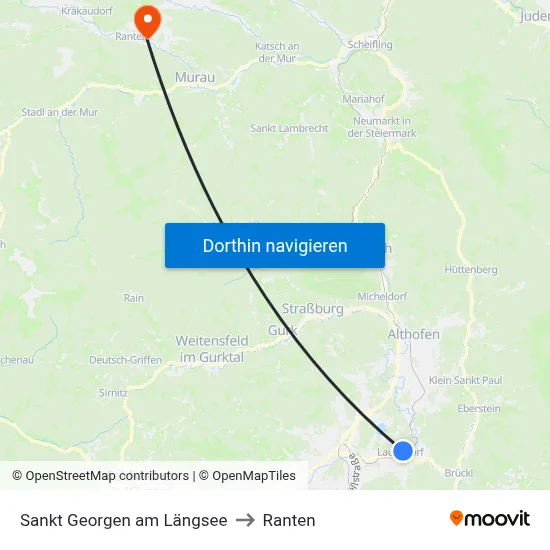 Sankt Georgen am Längsee to Ranten map