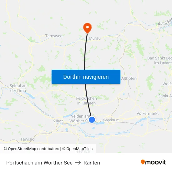 Pörtschach am Wörther See to Ranten map