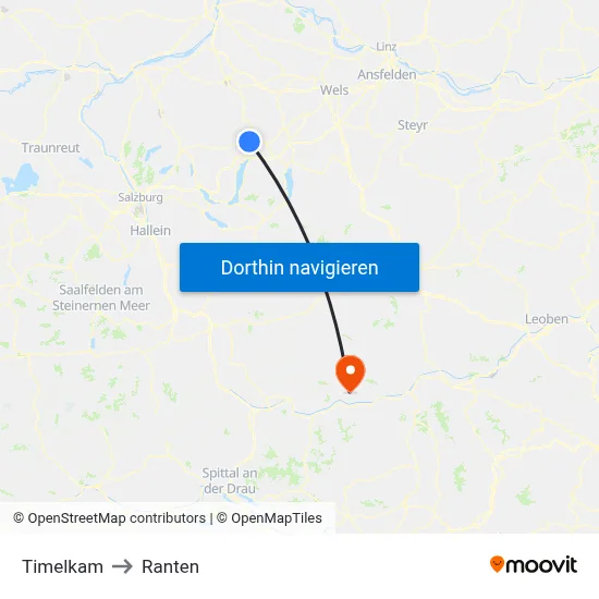 Timelkam to Ranten map