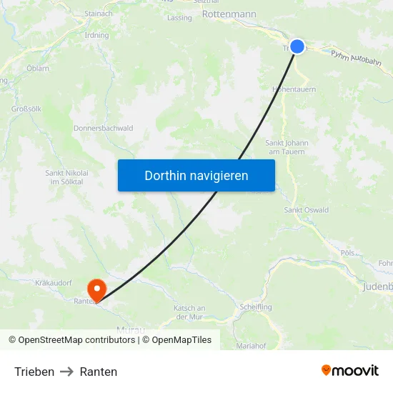 Trieben to Ranten map