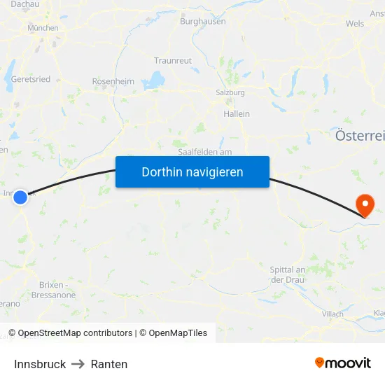 Innsbruck to Ranten map