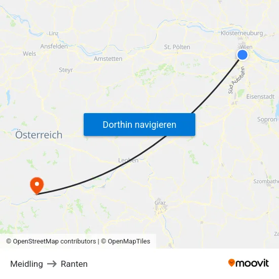 Meidling to Ranten map