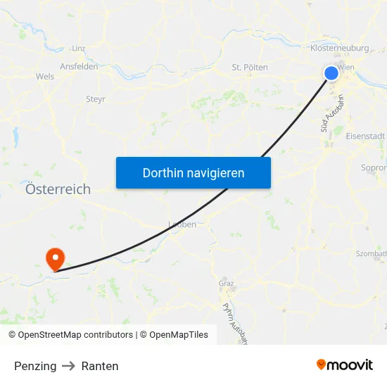 Penzing to Ranten map
