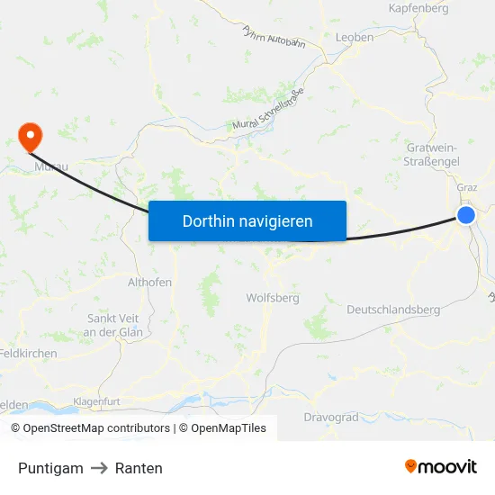 Puntigam to Ranten map