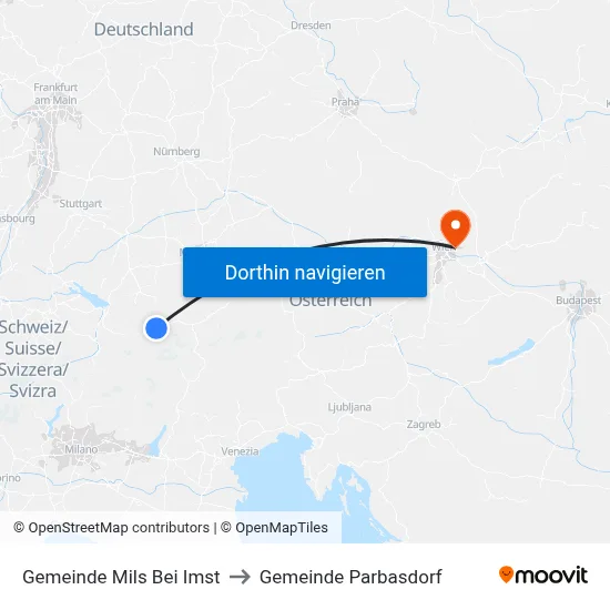 Gemeinde Mils Bei Imst to Gemeinde Parbasdorf map