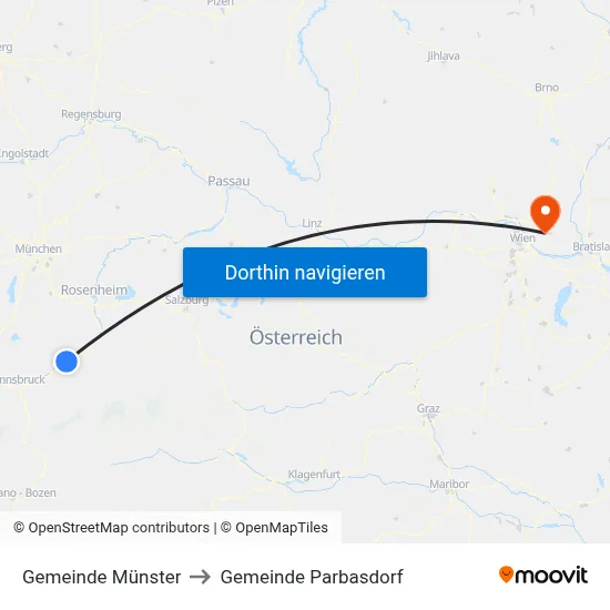 Gemeinde Münster to Gemeinde Parbasdorf map