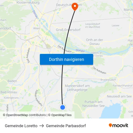 Gemeinde Loretto to Gemeinde Parbasdorf map