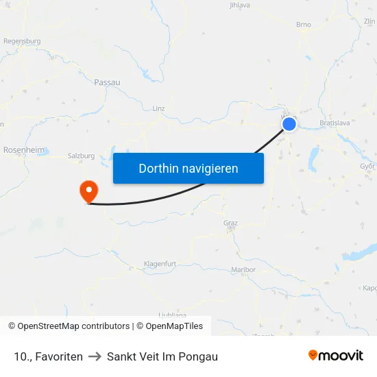 10., Favoriten to Sankt Veit Im Pongau map