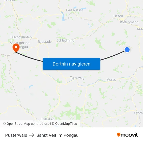 Pusterwald to Sankt Veit Im Pongau map