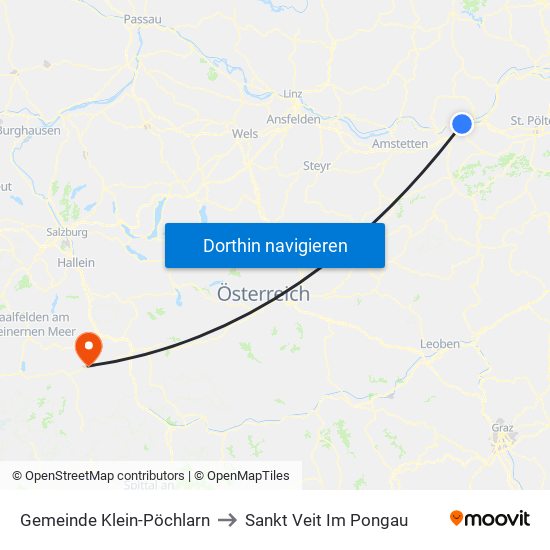 Gemeinde Klein-Pöchlarn to Sankt Veit Im Pongau map