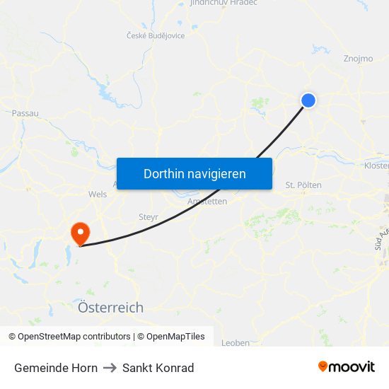 Gemeinde Horn to Sankt Konrad map