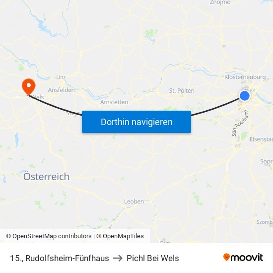 15., Rudolfsheim-Fünfhaus to Pichl Bei Wels map