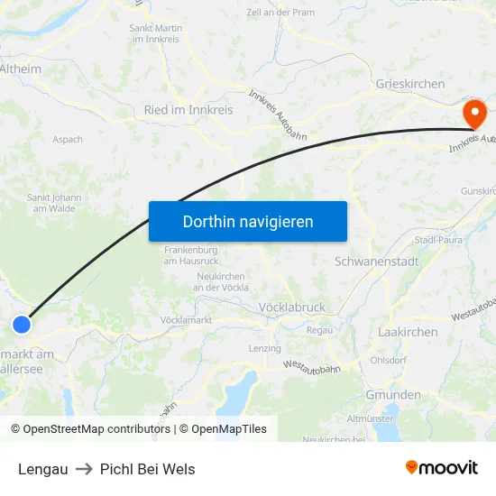 Lengau to Pichl Bei Wels map