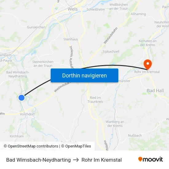 Bad Wimsbach-Neydharting to Rohr Im Kremstal map