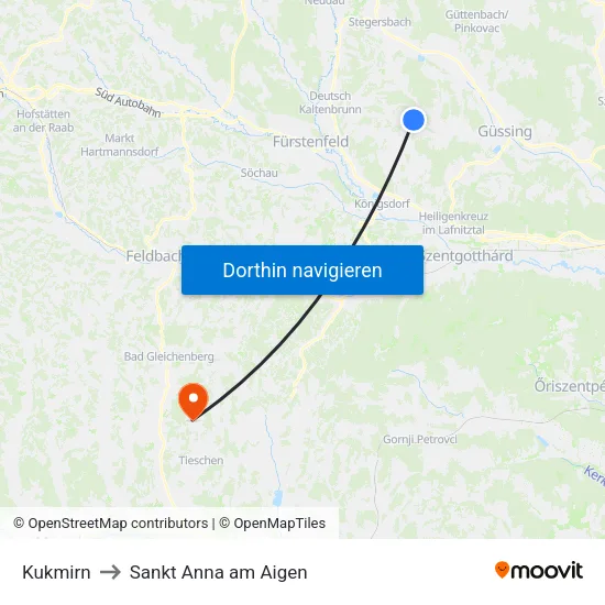 Kukmirn to Sankt Anna am Aigen map