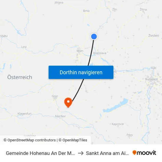 Gemeinde Hohenau An Der March to Sankt Anna am Aigen map