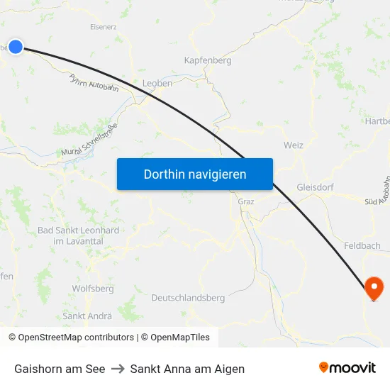 Gaishorn am See to Sankt Anna am Aigen map