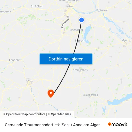 Gemeinde Trautmannsdorf to Sankt Anna am Aigen map