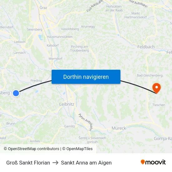 Groß Sankt Florian to Sankt Anna am Aigen map
