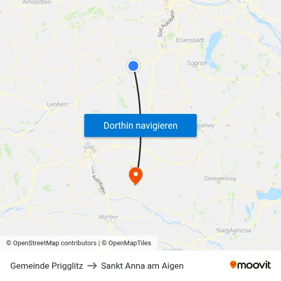 Gemeinde Prigglitz to Sankt Anna am Aigen map